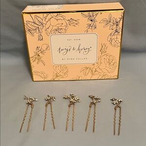 Twigs & Honey Gold Rhinestone Floral Hair Pins